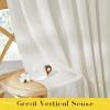 imageNICETOWN Pink Linen Curtains for Girls Room Tie Top Stripe Pattern Light Filtering Semi Sheer Window Treatments DIY Crafted Privacy for Bedroom W52 x L84 2 PanelsOff White
