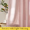 imageNICETOWN Pink Linen Curtains for Girls Room Tie Top Stripe Pattern Light Filtering Semi Sheer Window Treatments DIY Crafted Privacy for Bedroom W52 x L84 2 PanelsPink