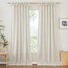 imageNICETOWN Pink Linen Curtains for Girls Room Tie Top Stripe Pattern Light Filtering Semi Sheer Window Treatments DIY Crafted Privacy for Bedroom W52 x L84 2 PanelsNatural