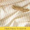 imageNICETOWN Pink Linen Curtains for Girls Room Tie Top Stripe Pattern Light Filtering Semi Sheer Window Treatments DIY Crafted Privacy for Bedroom W52 x L84 2 PanelsStriped Cream Yellow