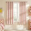 imageNICETOWN Pom Pom Pink Curtains for Kids Room 84 inches Long Room Darkening Double Layer Sheer Thermal Drapes Grommet Window Treatments for Girls BedroomNursery W52 x L84 2 PanelsPink