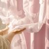 imageNICETOWN Pom Pom Pink Curtains for Kids Room 84 inches Long Room Darkening Double Layer Sheer Thermal Drapes Grommet Window Treatments for Girls BedroomNursery W52 x L84 2 PanelsCrystal Pink