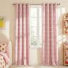 imageNICETOWN Pom Pom Pink Curtains for Kids Room 84 inches Long Room Darkening Double Layer Sheer Thermal Drapes Grommet Window Treatments for Girls BedroomNursery W52 x L84 2 PanelsCrystal Pink