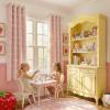 imageNICETOWN Pom Pom Pink Curtains for Kids Room 84 inches Long Room Darkening Double Layer Sheer Thermal Drapes Grommet Window Treatments for Girls BedroomNursery W52 x L84 2 PanelsPink