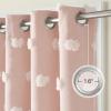imageNICETOWN Pom Pom Pink Curtains for Kids Room 84 inches Long Room Darkening Double Layer Sheer Thermal Drapes Grommet Window Treatments for Girls BedroomNursery W52 x L84 2 PanelsPink