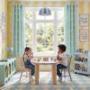 imageNICETOWN Pom Pom Pink Curtains for Kids Room 84 inches Long Room Darkening Double Layer Sheer Thermal Drapes Grommet Window Treatments for Girls BedroomNursery W52 x L84 2 PanelsAqua