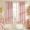 imageNICETOWN Pom Pom Pink Curtains for Kids Room 84 inches Long Room Darkening Double Layer Sheer Thermal Drapes Grommet Window Treatments for Girls BedroomNursery W52 x L84 2 PanelsCrystal Pink