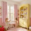 imageNICETOWN Pom Pom Pink Curtains for Kids Room 84 inches Long Room Darkening Double Layer Sheer Thermal Drapes Grommet Window Treatments for Girls BedroomNursery W52 x L84 2 PanelsCrystal Pink