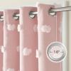 imageNICETOWN Pom Pom Pink Curtains for Kids Room 84 inches Long Room Darkening Double Layer Sheer Thermal Drapes Grommet Window Treatments for Girls BedroomNursery W52 x L84 2 PanelsCrystal Pink