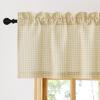imageNICETOWN Sheer Linen Kitchen Curtains 24 Inch Length Sage Green Striped Print Curtains for Living Room Bedroom Farmhouse Bathroom Decor with Rod Pocket for Window 3024 2 PanelsYellow