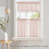 imageNICETOWN Sheer Linen Kitchen Curtains 24 Inch Length Sage Green Striped Print Curtains for Living Room Bedroom Farmhouse Bathroom Decor with Rod Pocket for Window 3024 2 PanelsLight Pink