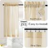 imageNICETOWN Sheer Linen Kitchen Curtains 24 Inch Length Sage Green Striped Print Curtains for Living Room Bedroom Farmhouse Bathroom Decor with Rod Pocket for Window 3024 2 PanelsYellow