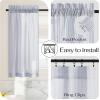 imageNICETOWN Sheer Linen Kitchen Curtains 24 Inch Length Sage Green Striped Print Curtains for Living Room Bedroom Farmhouse Bathroom Decor with Rod Pocket for Window 3024 2 PanelsBlue