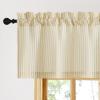 imageNICETOWN Sheer Linen Kitchen Curtains 24 Inch Length Sage Green Striped Print Curtains for Living Room Bedroom Farmhouse Bathroom Decor with Rod Pocket for Window 3024 2 PanelsYellow