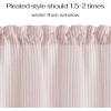 imageNICETOWN Sheer Linen Kitchen Curtains 24 Inch Length Sage Green Striped Print Curtains for Living Room Bedroom Farmhouse Bathroom Decor with Rod Pocket for Window 3024 2 PanelsLight Pink