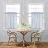 imageNICETOWN Sheer Linen Kitchen Curtains 24 Inch Length Sage Green Striped Print Curtains for Living Room Bedroom Farmhouse Bathroom Decor with Rod Pocket for Window 3024 2 PanelsBlue