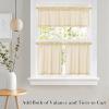 imageNICETOWN Sheer Linen Kitchen Curtains 24 Inch Length Sage Green Striped Print Curtains for Living Room Bedroom Farmhouse Bathroom Decor with Rod Pocket for Window 3024 2 PanelsYellow