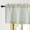 imageNICETOWN Sheer Linen Kitchen Curtains 24 Inch Length Sage Green Striped Print Curtains for Living Room Bedroom Farmhouse Bathroom Decor with Rod Pocket for Window 3024 2 PanelsSage Green