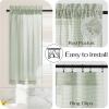 imageNICETOWN Sheer Linen Kitchen Curtains 24 Inch Length Sage Green Striped Print Curtains for Living Room Bedroom Farmhouse Bathroom Decor with Rod Pocket for Window 3024 2 PanelsSage Green