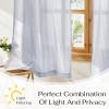 imageNICETOWN Sheer Linen Kitchen Curtains 24 Inch Length Sage Green Striped Print Curtains for Living Room Bedroom Farmhouse Bathroom Decor with Rod Pocket for Window 3024 2 PanelsBlue