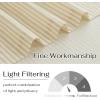 imageNICETOWN Sheer Linen Kitchen Curtains 24 Inch Length Sage Green Striped Print Curtains for Living Room Bedroom Farmhouse Bathroom Decor with Rod Pocket for Window 3024 2 PanelsYellow