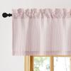 imageNICETOWN Sheer Linen Kitchen Curtains 24 Inch Length Sage Green Striped Print Curtains for Living Room Bedroom Farmhouse Bathroom Decor with Rod Pocket for Window 3024 2 PanelsLight Pink