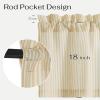 imageNICETOWN Sheer Linen Kitchen Curtains 24 Inch Length Sage Green Striped Print Curtains for Living Room Bedroom Farmhouse Bathroom Decor with Rod Pocket for Window 3024 2 PanelsYellow