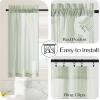 imageNICETOWN Sheer Linen Kitchen Curtains 24 Inch Length Sage Green Striped Print Curtains for Living Room Bedroom Farmhouse Bathroom Decor with Rod Pocket for Window 3024 2 PanelsSage Green