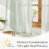 imageNICETOWN Sheer Linen Kitchen Curtains 24 Inch Length Sage Green Striped Print Curtains for Living Room Bedroom Farmhouse Bathroom Decor with Rod Pocket for Window 3024 2 PanelsSage Green