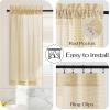 imageNICETOWN Sheer Linen Kitchen Curtains 24 Inch Length Sage Green Striped Print Curtains for Living Room Bedroom Farmhouse Bathroom Decor with Rod Pocket for Window 3024 2 PanelsYellow