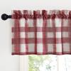 imageNICETOWN Sheer Linen Kitchen Curtains 24 Inch Length Sage Green Striped Print Curtains for Living Room Bedroom Farmhouse Bathroom Decor with Rod Pocket for Window 3024 2 PanelsRed  White