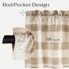 imageNICETOWN Sheer Linen Kitchen Curtains 24 Inch Length Sage Green Striped Print Curtains for Living Room Bedroom Farmhouse Bathroom Decor with Rod Pocket for Window 3024 2 PanelsCoffe  White