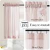 imageNICETOWN Sheer Linen Kitchen Curtains 24 Inch Length Sage Green Striped Print Curtains for Living Room Bedroom Farmhouse Bathroom Decor with Rod Pocket for Window 3024 2 PanelsLight Pink