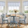 imageNICETOWN Sheer Linen Kitchen Curtains 24 Inch Length Sage Green Striped Print Curtains for Living Room Bedroom Farmhouse Bathroom Decor with Rod Pocket for Window 3024 2 PanelsBlue