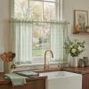 imageNICETOWN Sheer Linen Kitchen Curtains 24 Inch Length Sage Green Striped Print Curtains for Living Room Bedroom Farmhouse Bathroom Decor with Rod Pocket for Window 3024 2 PanelsSage Green