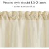imageNICETOWN Sheer Linen Kitchen Curtains 24 Inch Length Sage Green Striped Print Curtains for Living Room Bedroom Farmhouse Bathroom Decor with Rod Pocket for Window 3024 2 PanelsYellow