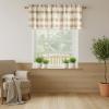 imageNICETOWN Sheer Linen Kitchen Curtains 24 Inch Length Sage Green Striped Print Curtains for Living Room Bedroom Farmhouse Bathroom Decor with Rod Pocket for Window 3024 2 PanelsCoffe  White