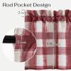 imageNICETOWN Sheer Linen Kitchen Curtains 24 Inch Length Sage Green Striped Print Curtains for Living Room Bedroom Farmhouse Bathroom Decor with Rod Pocket for Window 3024 2 PanelsRed  White