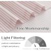 imageNICETOWN Sheer Linen Kitchen Curtains 24 Inch Length Sage Green Striped Print Curtains for Living Room Bedroom Farmhouse Bathroom Decor with Rod Pocket for Window 3024 2 PanelsLight Pink