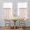 imageNICETOWN Sheer Linen Kitchen Curtains 24 Inch Length Sage Green Striped Print Curtains for Living Room Bedroom Farmhouse Bathroom Decor with Rod Pocket for Window 3024 2 PanelsLight Pink