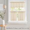 imageNICETOWN Sheer Linen Kitchen Curtains 24 Inch Length Sage Green Striped Print Curtains for Living Room Bedroom Farmhouse Bathroom Decor with Rod Pocket for Window 3024 2 PanelsYellow