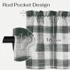 imageNICETOWN Sheer Linen Kitchen Curtains 24 Inch Length Sage Green Striped Print Curtains for Living Room Bedroom Farmhouse Bathroom Decor with Rod Pocket for Window 3024 2 PanelsBlack  White