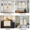 imageNICETOWN Sheer Linen Kitchen Curtains 24 Inch Length Sage Green Striped Print Curtains for Living Room Bedroom Farmhouse Bathroom Decor with Rod Pocket for Window 3024 2 PanelsYellow