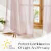 imageNICETOWN Sheer Linen Kitchen Curtains 24 Inch Length Sage Green Striped Print Curtains for Living Room Bedroom Farmhouse Bathroom Decor with Rod Pocket for Window 3024 2 PanelsLight Pink