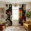 imageNICETOWN Boho Floral Curtains 100 Blackout for Living Room Bedroom 96 Inches Long Vintage Flower Drapes Thermal Insulated Soundproof Mid Century Botanica Grommet Window Treatment 52 W 2 PanelsBlack Boho Floral