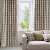 imageNICETOWN Buffalo Plaid Full Blackout Linen Curtain Panels 84 Inches Length Moss Green Farmhouse Window Treatment Thermal Insulated Drapes for Bedroom Living Room Rod Pocket Back Tab 52 W x 84 LGrid Pattern  Light Greige