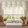 imageNICETOWN Farmhouse Valance Curtains 20 Inches Long for Kitchen amp Bathroom ThreeTiered Ruffle Valance Curtains Satin Texture Light Filtering Window Coverings 52 WBeige Linen