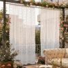 imageNICETOWN Outdoor Sheer Curtains for Patio Waterproof White Lace Drapes for Porch Pergola Gazebo Chic Decor with Lily of the Valley Striped Wave Edge Rod Pocket Top 2 Panels W54 x L84 inIvory White