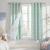 imageNICETOWN Pom Pom Pink Curtains for Kids Room 84 inches Long Room Darkening Double Layer Sheer Thermal Drapes Grommet Window Treatments for Girls BedroomNursery W52 x L84 2 PanelsAqua