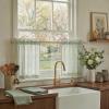 imageNICETOWN Sheer Linen Kitchen Curtains 24 Inch Length Sage Green Striped Print Curtains for Living Room Bedroom Farmhouse Bathroom Decor with Rod Pocket for Window 3024 2 PanelsSage Green